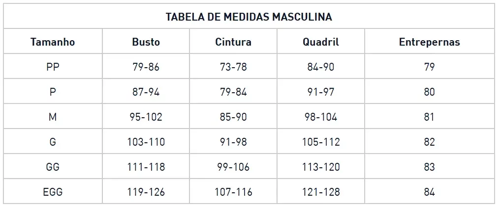 Guia de tamanhos